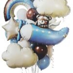 Blue Teddy Pilot Airplane Birthday Baby Shower Balloon Bouquet