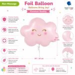 Pink Cloud Foil Balloon Smiling Party Decoration Pastel Pink 24 Inch Single Pack - Image 3