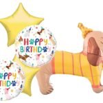 Cute Puppy Dog & Paw Happy Birthday Foil Balloon