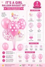 "It's a Girl" Pink & White Balloon Stand Kit – Baby Shower & Welcome Baby Decor - Image 2