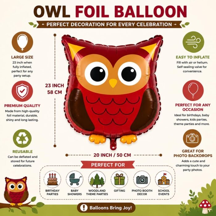 Owl Foil Balloon 23 Inch - Image 2