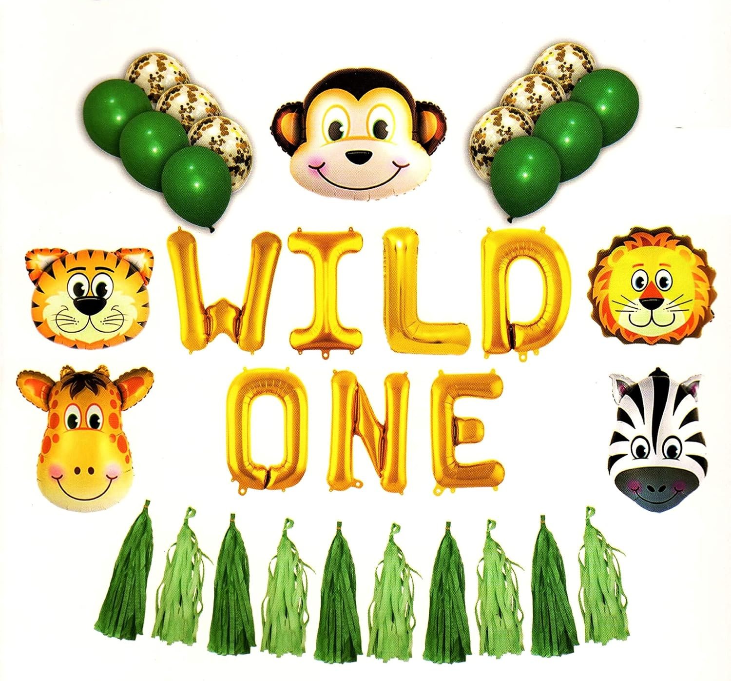 91VlFNCDY0L._SL1500_ Wild One Jungle Theme Decoration Kit - Image 1