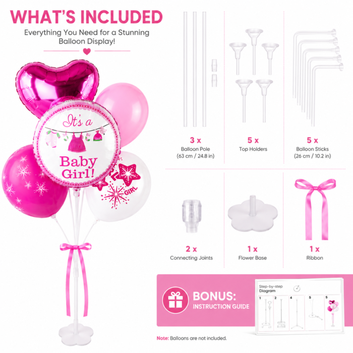 1.9M Reusable Tall Floor Balloon Stand Kit with Base & Sticks - Image 5