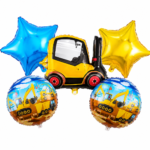 Construction Theme Foil Balloons Set of 5