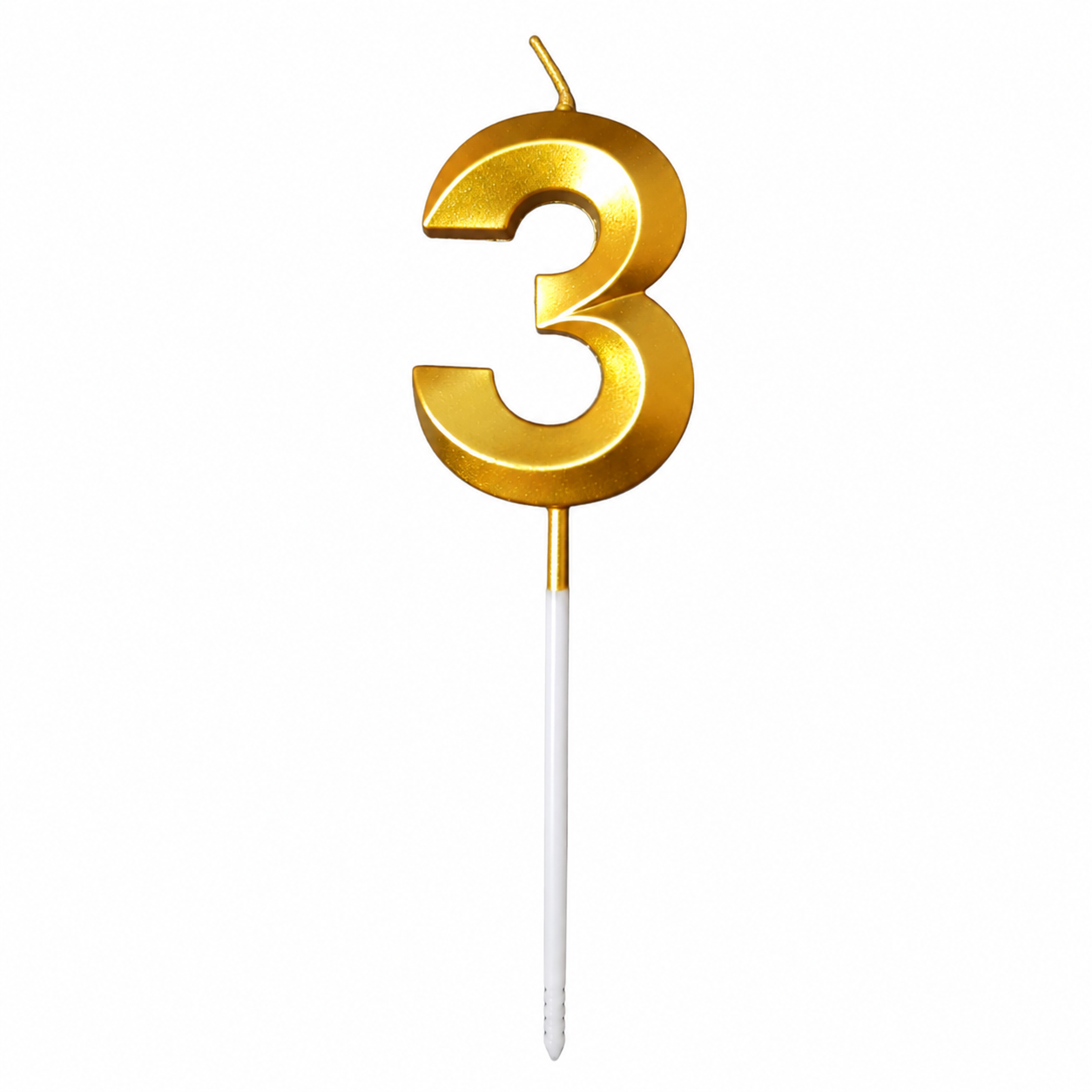 ChatGPT Image Aug 29, 2026, 01_34_22 PM Number 3 Birthday Candle, Gold - Image 1