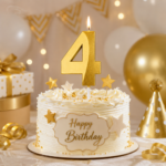 Number 4 Birthday Candle, Gold - Image 3