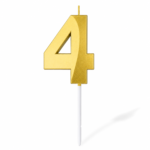 Number 4 Birthday Candle, Gold