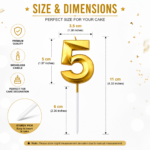Number 5 Birthday Candle, Gold - Image 2