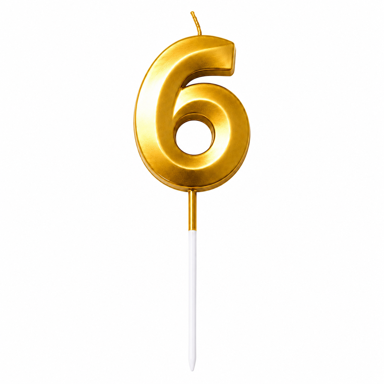 ChatGPT Image Aug 29, 2026, 03_25_05 PM Number 6 Birthday Candle, Gold - Image 1