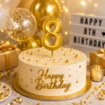 Number 8 Birthday Candle, Gold - Image 3