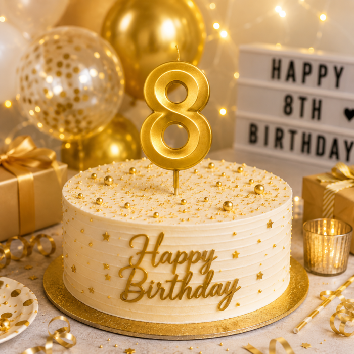 Number 8 Birthday Candle, Gold - Image 3
