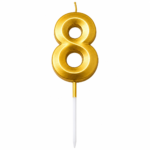 Number 8 Birthday Candle, Gold