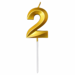 Number 2 Birthday Candle, Gold