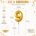 Number 9 Birthday Candle, Gold - Image 3