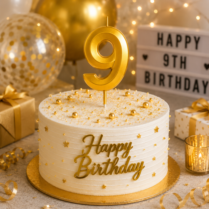 Number 9 Birthday Candle, Gold - Image 2