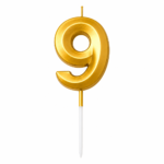 Number 9 Birthday Candle, Gold