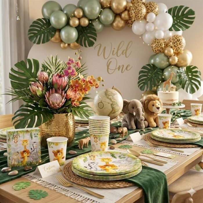 Animal Theme Birthday Party Supplies for Kids, Jungle Animal Party Plates & Cups, Safari Party Tableware Set, Zoo Animal Birthday Decorations, Disposable for Boys Girls Jungle Theme Party - 20 - Image 7
