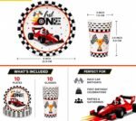 Racing Car Birthday Party Supplies Set, 10 Paper Plates and Cups, Race Car Theme for Boys and Kids, First Birthday, Racing Party Celebration 9 Inch Plates, 3.9 Inch Cups - 20 Pcs - Image 4