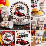 Racing Car Birthday Party Supplies Set, 10 Paper Plates and Cups, Race Car Theme for Boys and Kids, First Birthday, Racing Party Celebration 9 Inch Plates, 3.9 Inch Cups - 20 Pcs - Image 5