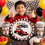 Racing Car Birthday Party Supplies Set, 10 Paper Plates and Cups, Race Car Theme for Boys and Kids, First Birthday, Racing Party Celebration 9 Inch Plates, 3.9 Inch Cups - 20 Pcs - Image 7