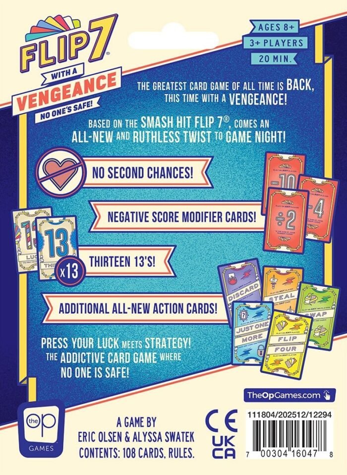 Flip 7 Card Game – Fast-Paced Family & Party Game for Ages 8+ | 3+ Players | Quick 20-Minute Gameplay | Flip 7 with Vengeance Strategy & Luck Card Games Fast-paced number game - Image 6