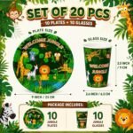 Safari Birthday Party Supplies for Kids, Jungle Animal Party Plates & Cups, Safari Party Tableware Set, Zoo Animal Birthday Decorations, Disposable for Boys Girls Jungle Theme Party - 20 - Image 4