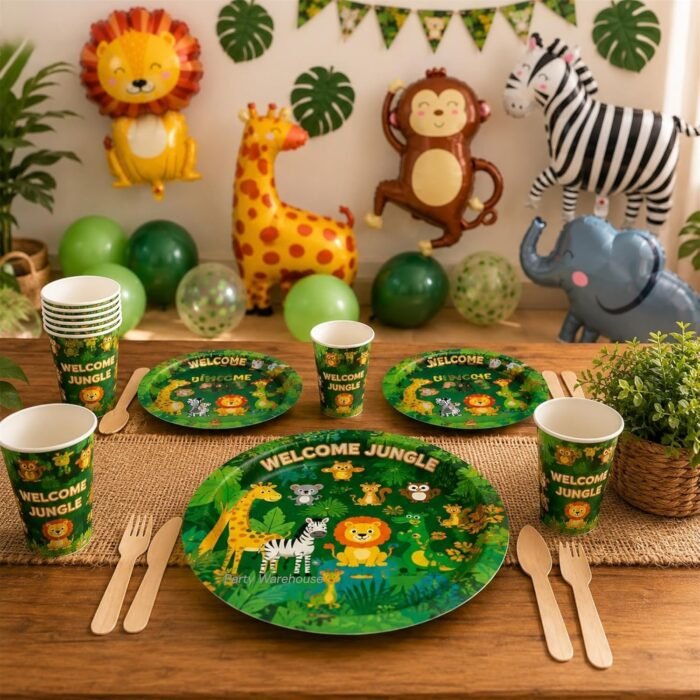 Safari Birthday Party Supplies for Kids, Jungle Animal Party Plates & Cups, Safari Party Tableware Set, Zoo Animal Birthday Decorations, Disposable for Boys Girls Jungle Theme Party - 20 - Image 8