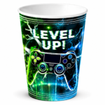 Video Game Birthday Party Supplies, Level Up Gaming Party Decorations for Boys Kids Gamer Party Tableware Set with 10 Paper Plates & Cups, Video Game Controller Birthday Decorations Set of 20 Pcs - Image 3