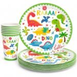Dinosaur Birthday Party Supplies for Kids, Dino Birthday Decorations with Paper Plates & Cups, Colorful Dinosaur Party Tableware Set for Kids, Dinosaur Theme Party Supplies Set of 20