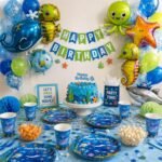 Under The Sea Birthday Party Supplies for Kids, Ocean Theme Paper Plates & Cups Set, Shark Fish Sea Animal Birthday Tableware, Disposable Party Plates Cups for Boys Girls - 20 Pcs - Image 6