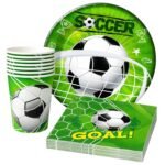 Football Theme Birthday Party Supplies Set, 10 Paper Plates, Cups and 20 Paper Napkins, Soccer Sports for Boys and Kids, Football Birthday Party Celebration-30 Pcs