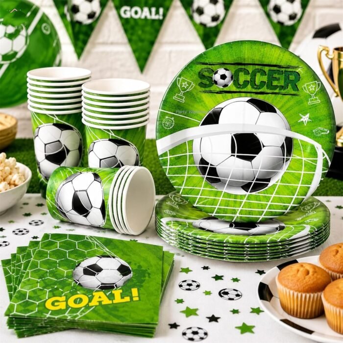 Football Theme Birthday Party Supplies Set, 10 Paper Plates, Cups and 20 Paper Napkins, Soccer Sports for Boys and Kids, Football Birthday Party Celebration-30 Pcs - Image 3