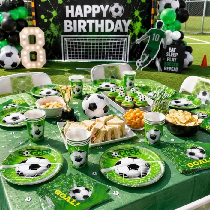 Football Theme Birthday Party Supplies Set, 10 Paper Plates, Cups and 20 Paper Napkins, Soccer Sports for Boys and Kids, Football Birthday Party Celebration-30 Pcs - Image 4