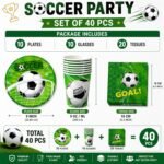 Football Theme Birthday Party Supplies Set, 10 Paper Plates, Cups and 20 Paper Napkins, Soccer Sports for Boys and Kids, Football Birthday Party Celebration-30 Pcs - Image 6