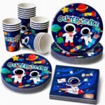 Space Birthday Party Supplies for Kids, Outer Space Party Decorations, Astronaut Birthday Plates, Cups and Napkins, Galaxy Space Party Tableware, Rocket Planet Paper Dinnerware for Boys Girls - 40Pcs