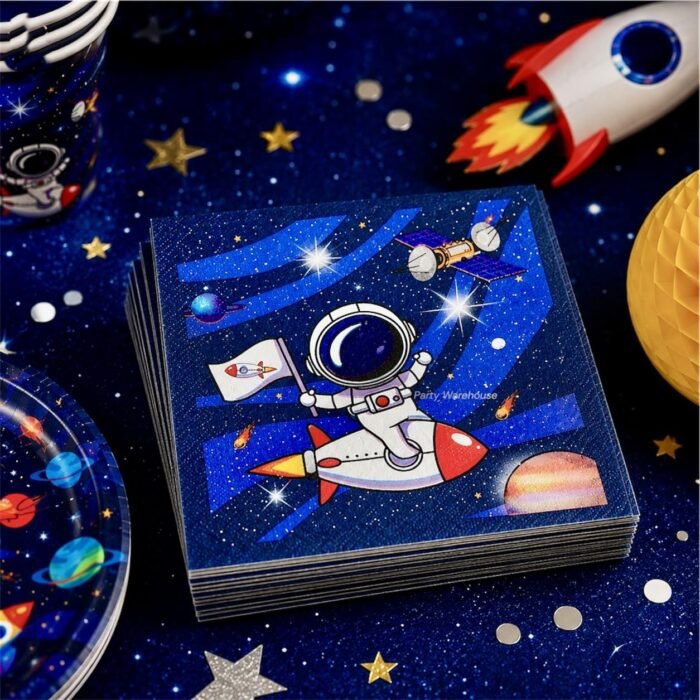 Space Birthday Party Supplies for Kids, Outer Space Party Decorations, Astronaut Birthday Plates, Cups and Napkins, Galaxy Space Party Tableware, Rocket Planet Paper Dinnerware for Boys Girls - 40Pcs - Image 5