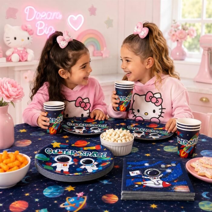 Space Birthday Party Supplies for Kids, Outer Space Party Decorations, Astronaut Birthday Plates, Cups and Napkins, Galaxy Space Party Tableware, Rocket Planet Paper Dinnerware for Boys Girls - 40Pcs - Image 7