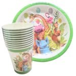MY PARTY SUPPLIERS® Jungle Theme Birthday Party Disposable Tableware Set – 10 Pcs Plates & 10 Pcs Cups | Animal Theme Paper Plates & Paper Cups for Kids Birthday Party Decoration