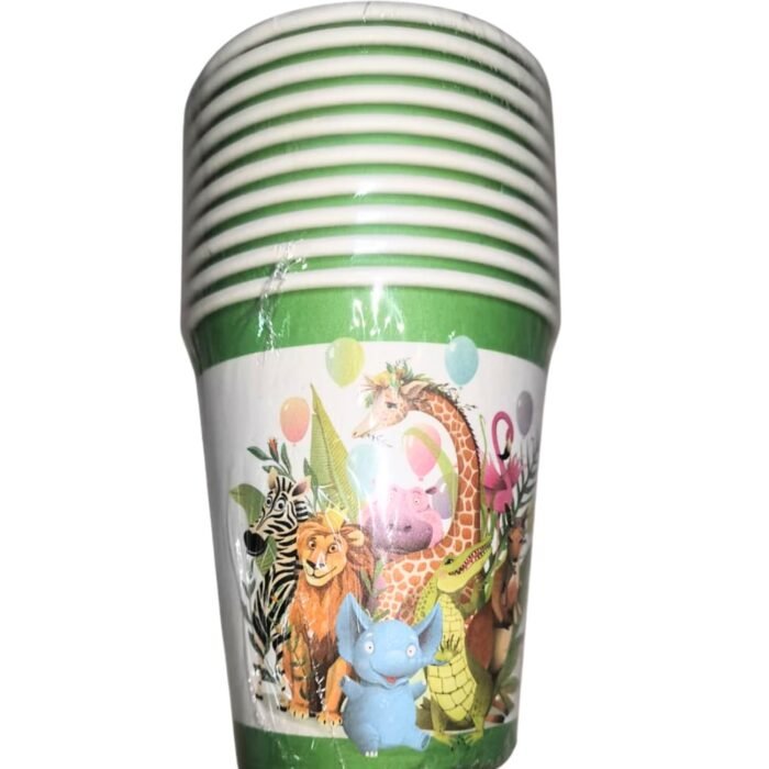 MY PARTY SUPPLIERS® Jungle Theme Birthday Party Disposable Tableware Set – 10 Pcs Plates & 10 Pcs Cups | Animal Theme Paper Plates & Paper Cups for Kids Birthday Party Decoration - Image 5