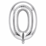 Silver Number 0 Foil Balloon 40 Inch | Large Metallic Number Zero Balloon for 10th, 50th Birthday, Anniversary, Kids Birthday Party Decoration, Photo Backdrop & Celebration Decor