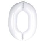 32 inch Large White 0 Number Foil Balloon, Number 0 Balloon 10th for Birthday, Anniversary and Party Decorations, White Number Foil Balloons Helium Balloons for Kids Party, Pack of 1 (available 0-9)