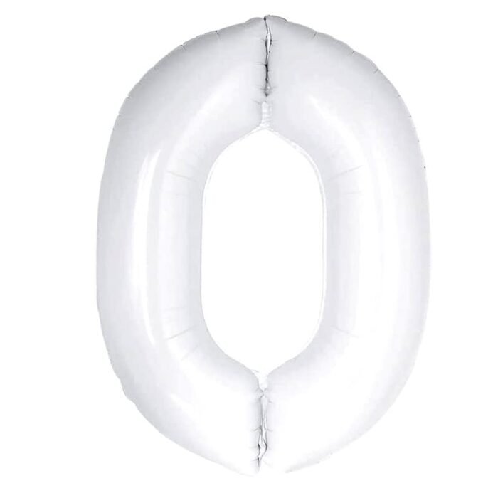 32 inch Large White 0 Number Foil Balloon, Number 0 Balloon 10th for Birthday, Anniversary and Party Decorations, White Number Foil Balloons Helium Balloons for Kids Party, Pack of 1 (available 0-9) - Image 2