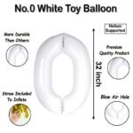 32 inch Large White 0 Number Foil Balloon, Number 0 Balloon 10th for Birthday, Anniversary and Party Decorations, White Number Foil Balloons Helium Balloons for Kids Party, Pack of 1 (available 0-9) - Image 4