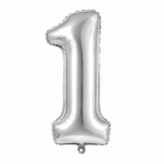 Silver Number 1 Foil Balloon 40 Inch | Large Metallic Number One Balloon for 1st Birthday, Anniversary, Kids Birthday Party Decoration, Photo Backdrop & Celebration Decor