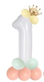 32 inch Large White 1 Number Foil Balloon, Number 1 Balloon for 1st Birthday, Anniversary and Party Decorations, White Number Foil Balloons Helium Balloons for Kids Party, Pack of 1 (available 0-9) - Image 5