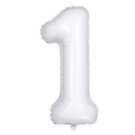 32 inch Large White 1 Number Foil Balloon, Number 1 Balloon for 1st Birthday, Anniversary and Party Decorations, White Number Foil Balloons Helium Balloons for Kids Party, Pack of 1 (available 0-9)