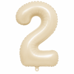 40 Inch Cream Number 2 Foil Balloon | Large 2 Number Balloon for 2nd Birthday Decoration | Beige Number Two Helium Balloon for Birthday, Anniversary, Party & Photo Shoot