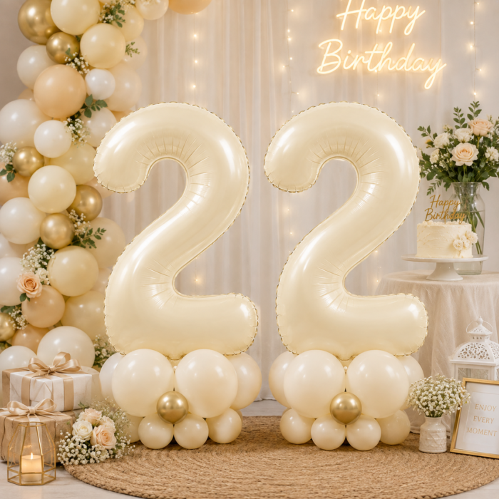 40 Inch Cream Number 2 Foil Balloon | Large 2 Number Balloon for 2nd Birthday Decoration | Beige Number Two Helium Balloon for Birthday, Anniversary, Party & Photo Shoot - Image 3