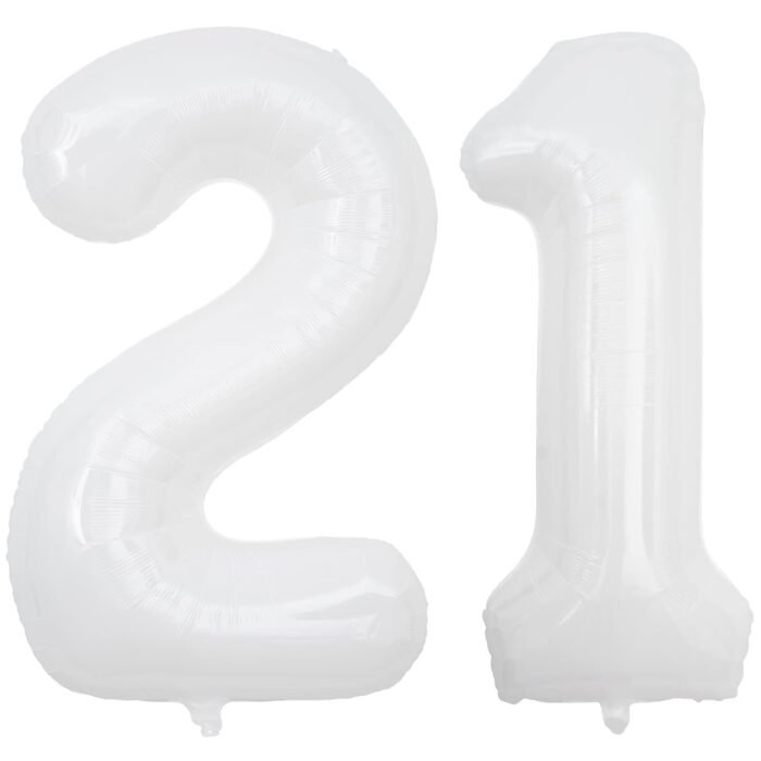 32 inch Large White 2 Number Foil Balloon, Number 8 Balloon for 2nd Birthday, Anniversary and Party Decorations, White Number Foil Balloons Helium Balloons for Kids Party, Pack of 1 (available 0-9) - Image 2