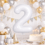 32 inch Large White 2 Number Foil Balloon, Number 8 Balloon for 2nd Birthday, Anniversary and Party Decorations, White Number Foil Balloons Helium Balloons for Kids Party, Pack of 1 (available 0-9) - Image 3
